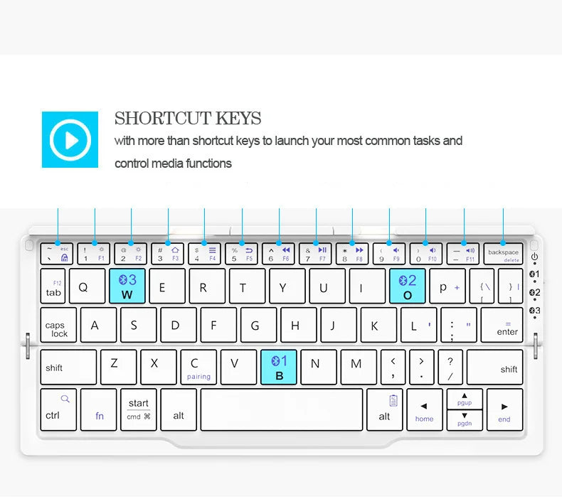 ⌨️📱 BOW Mini Folding Bluetooth Keyboard – 3 Device Support with Stand