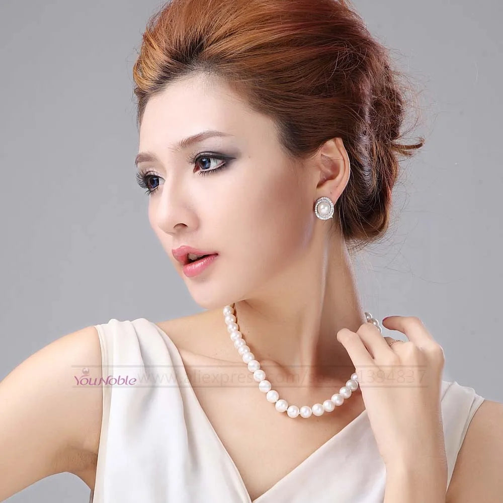 🤍✨ Genuine Natural Clip-On Pearl Earrings for Women 💎 | Large Freshwater Pearl 925 Sterling Silver Earrings 👩‍❤️‍👩 | Birthday Gift for Girls, Wife & Mother 🎁