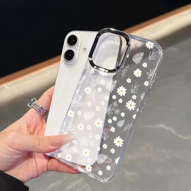 Daisy Floral Clear Phone Case with Metal Lens Frame for Google Pixel