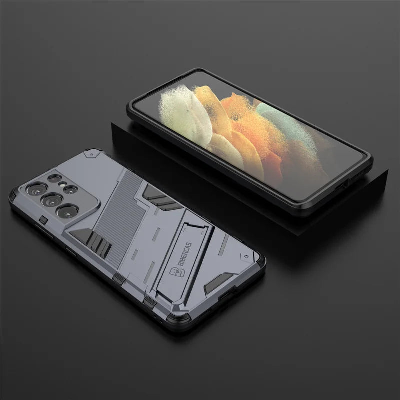 Solid Armor Cyber Shockproof Case with Stand for Samsung Galaxy