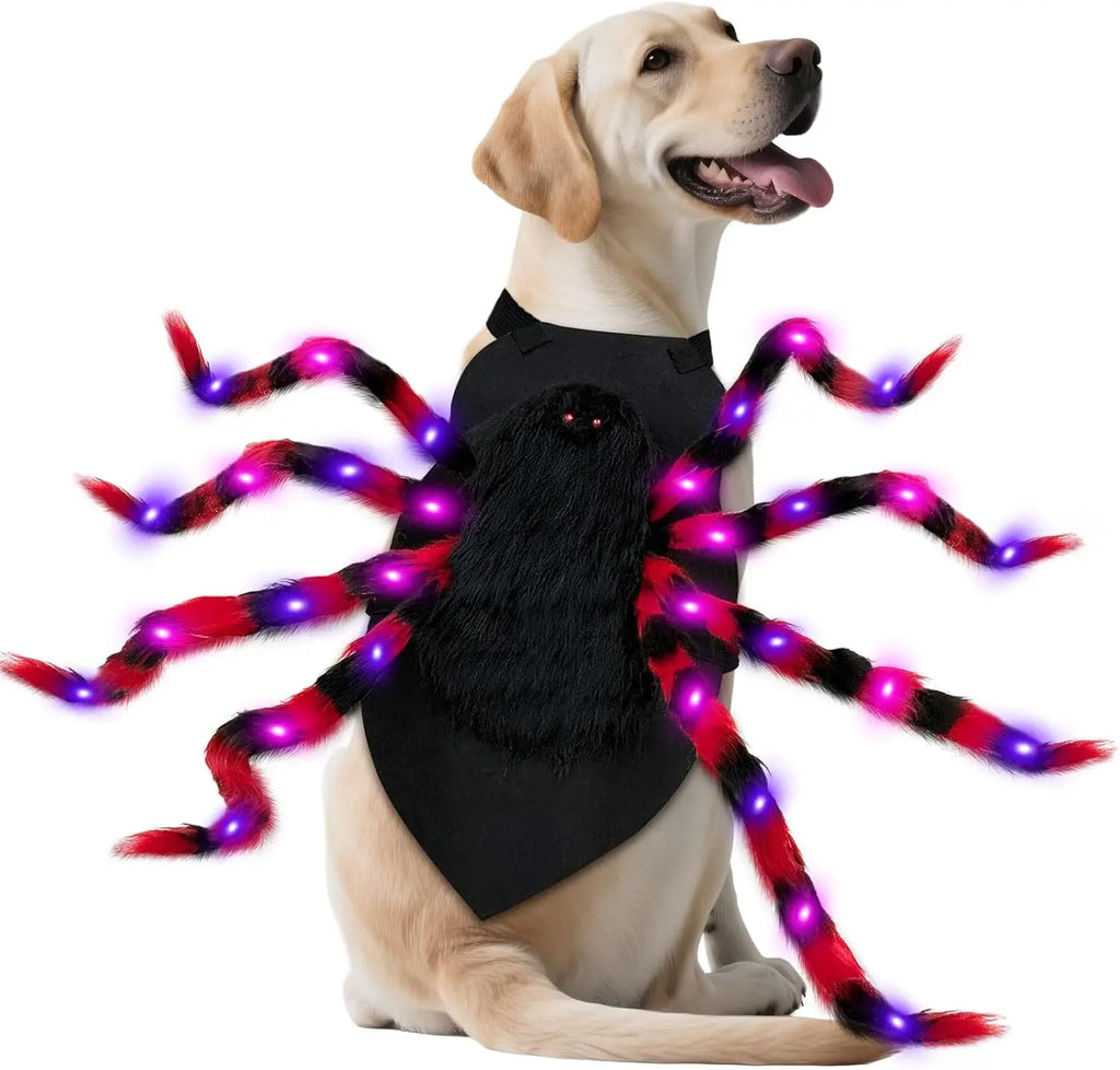 LED Spider Dog Costume – Funny Halloween Outfit for Large Dogs