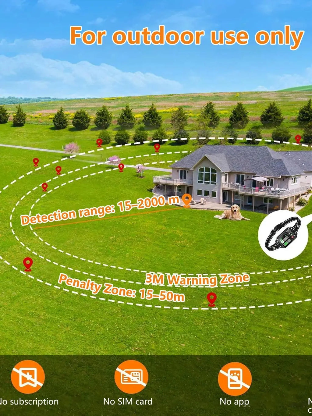 GPS Wireless Dog Fencing System – 49 ft to 6,562 ft Range