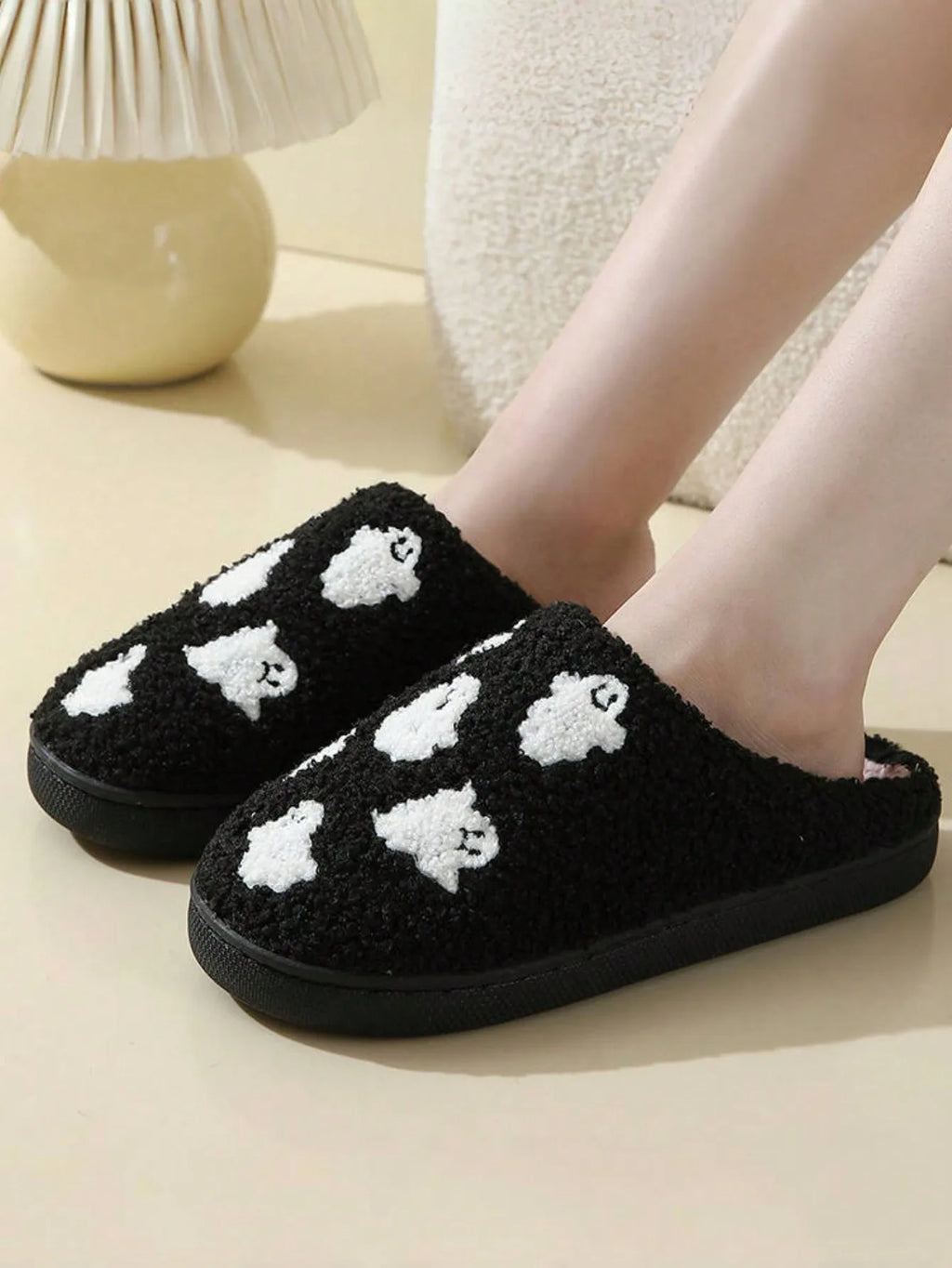 Halloween Ghost Slippers – Cozy Indoor Cotton House Shoes