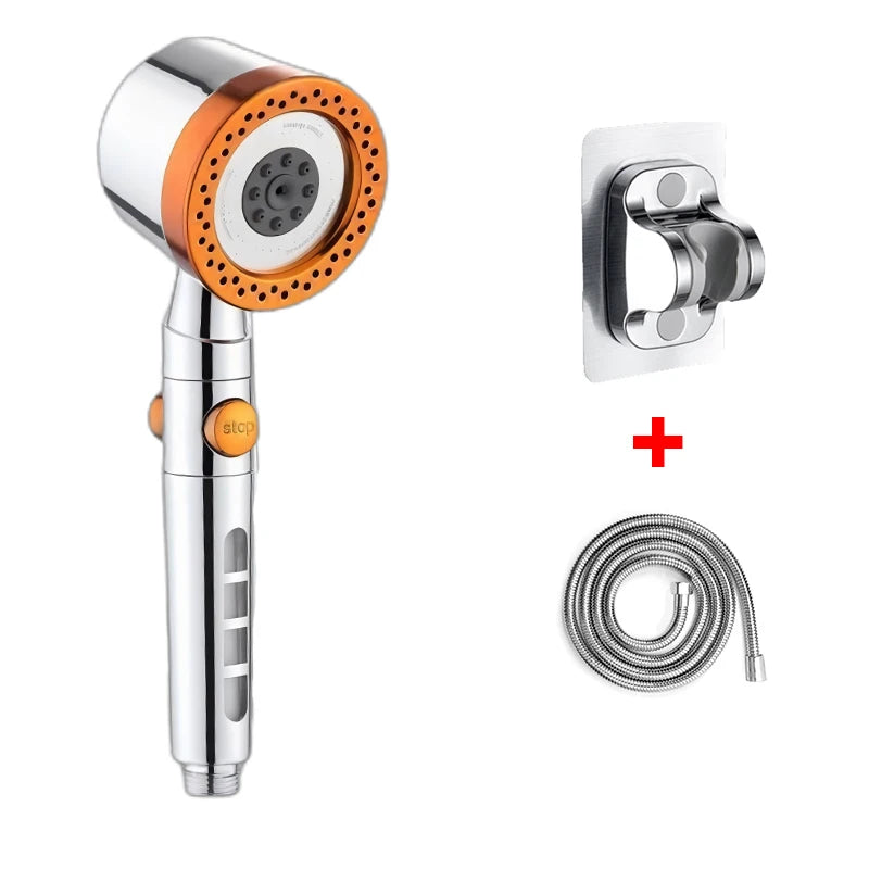 🚿💧 5 Spray Portable Shower Head – High Pressure Large Flow ABS Spa Shower with Filter & Stop Button