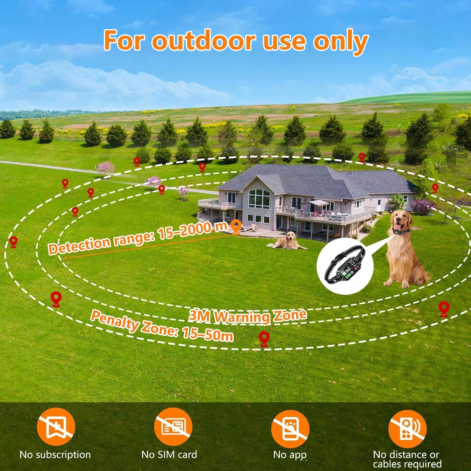 GPS Wireless Dog Fencing System – 49 ft to 6,562 ft Range