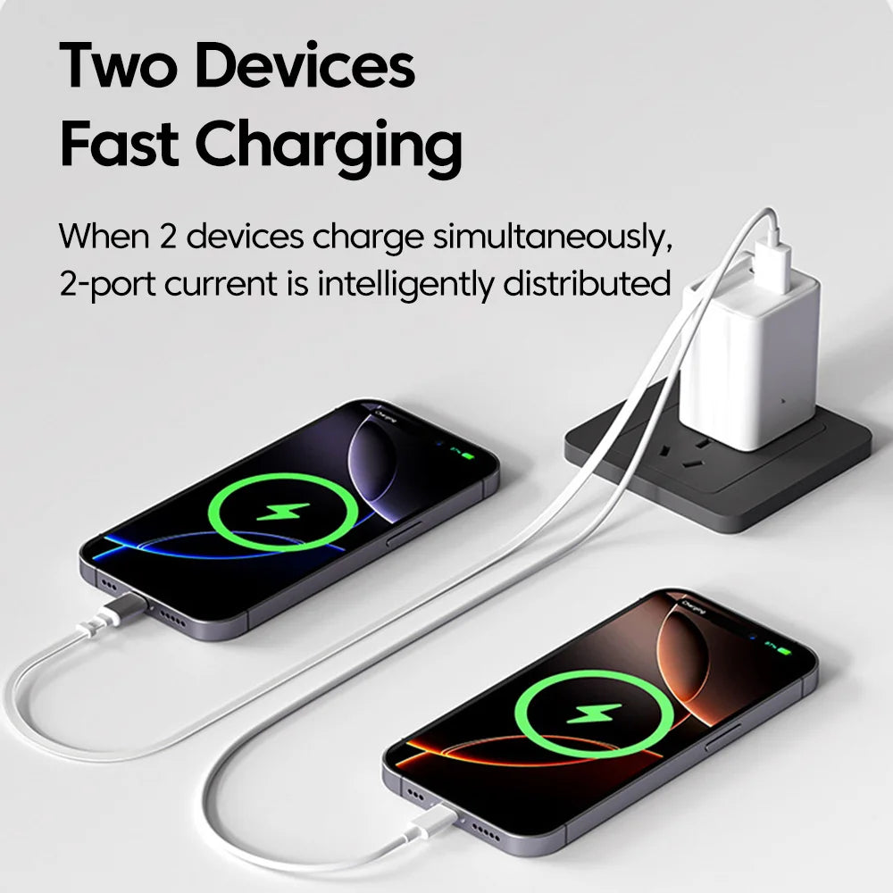 🔌 3-in-1 USB-C 120W Fast Charging Wall Adapter with Retractable Cable ⚡ | Dual Device Smart Charger for iPhone, Samsung & Google Pixel | Compact, Stylish & Travel-Ready