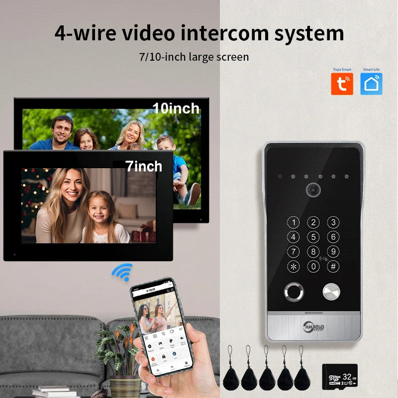 🔔📹 High Quality Video Doorbell Intercom System | Large Screen Smart Videophone 🔐 | Tuya Smart 5-in-1 Unlock 1080P for Home & Apartment