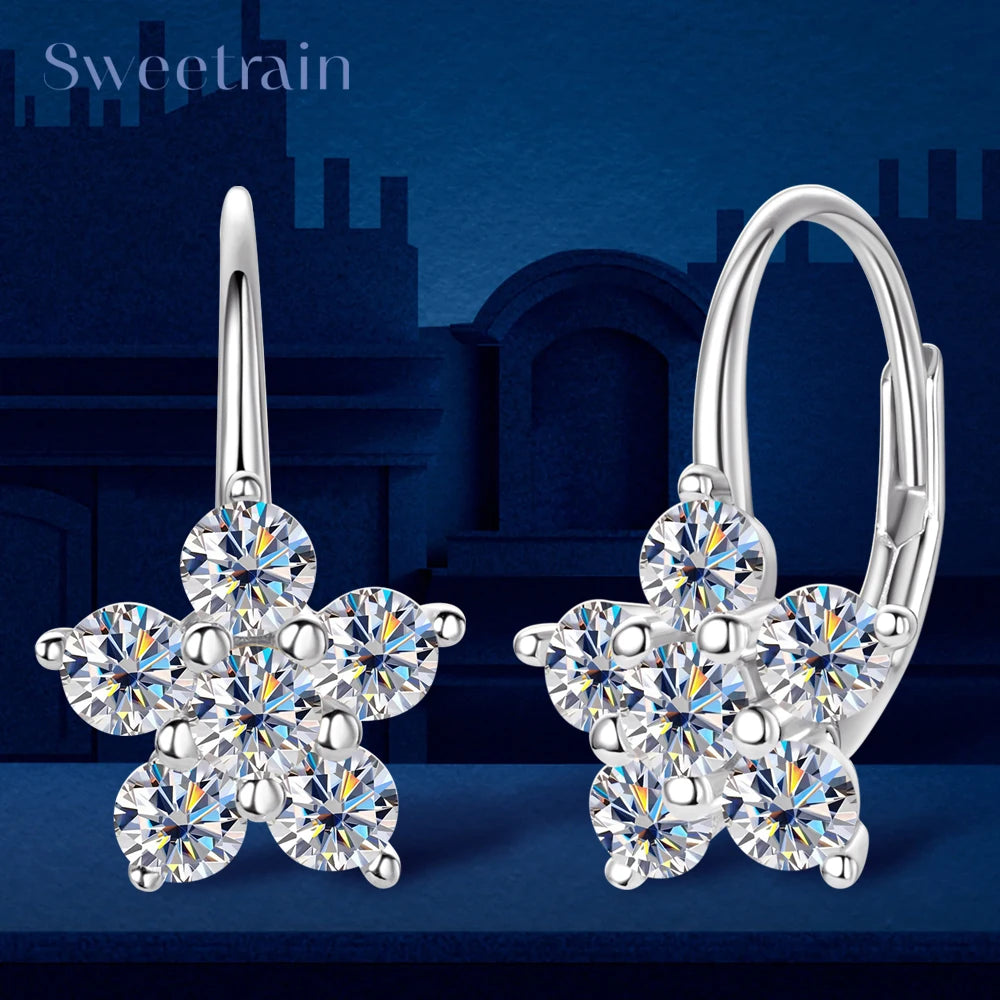 ✨💎 Moissanite Diamond Hoop Earrings 🤍 | White Gold Vermeil S925 Sterling Silver Hoops for Women & Girls 💖 | Sparkly Gorgeous Jewelry