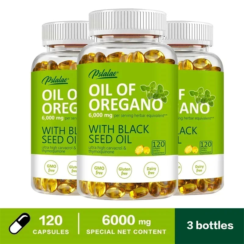 🌿 Oregano Oil Softgels 6000mg + Black Seed Oil 200mg 🌿