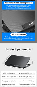 🔥❄️ Q100 17-Inch Gaming Laptop Cooler – 2600RPM LED Screen
