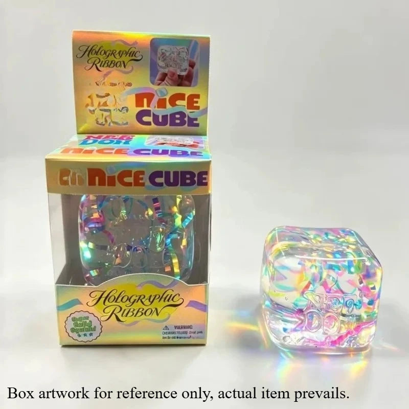 Christmas Glitter Ice Cube Squishy – Maltose Squeeze Fidget Toy