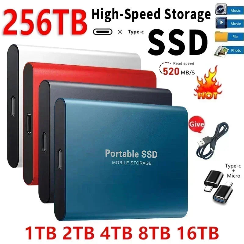 🚀 Portable SSD 1TB–16TB External Hard Drive – USB 3.1 Type-C High-Speed Solid State Drive for Phone, Laptop & Mac 💾⚡