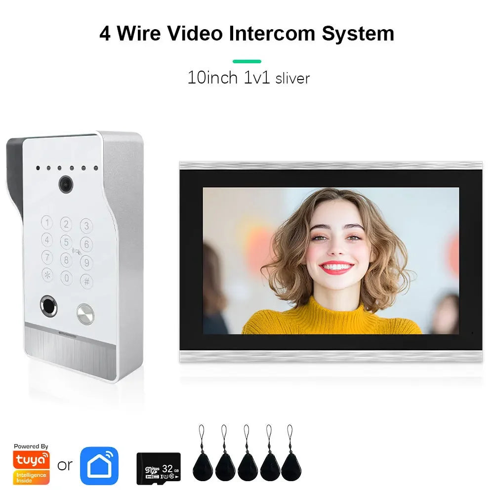 🔔📹 High Quality Video Doorbell Intercom System | Large Screen Smart Videophone 🔐 | Tuya Smart 5-in-1 Unlock 1080P for Home & Apartment