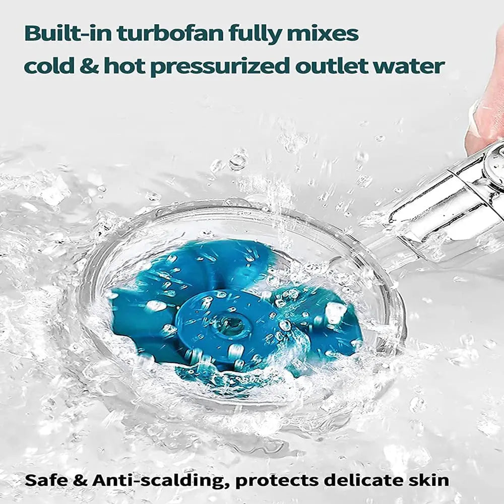 🚿💨 High-Pressure Turbo Fan Shower Head – Handheld Water-Saving Rainfall Spray with 5 Filters | Bathroom Accessories