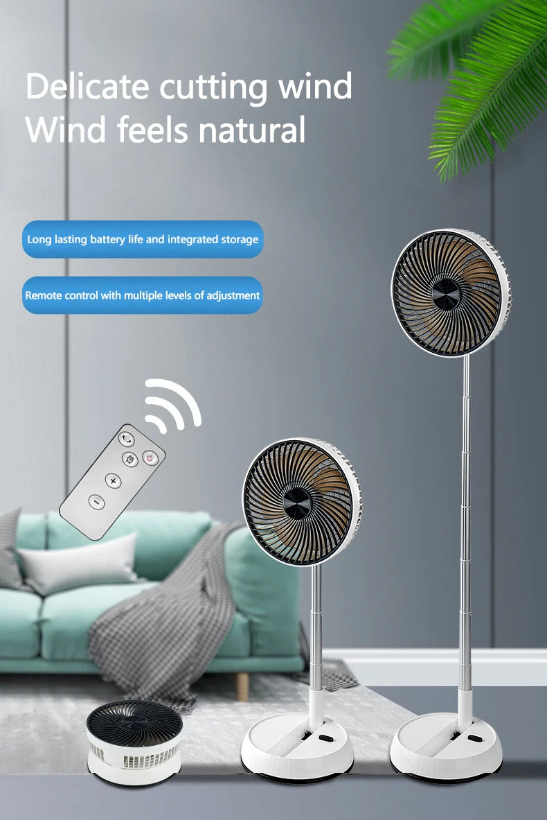 🌬️🌀 Portable Oscillating Standing Fan – Rechargeable with Remote