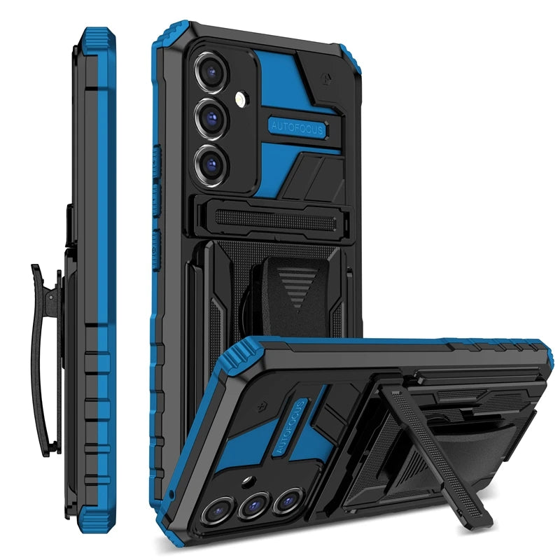 Rugged Armor Case with Belt Clip Holster & Kickstand for Samsung Galaxy