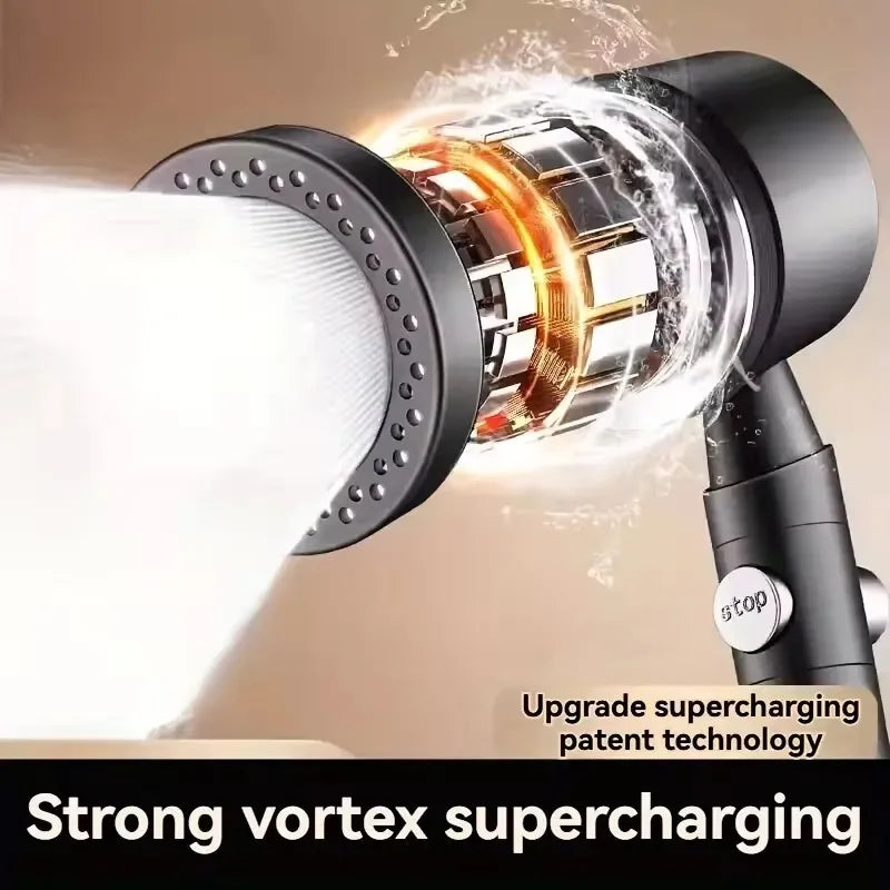 🚿💧 High Pressure Water-Saving Filter Shower Head – 5 Spray Modes Handheld Shower with One-Button Stop | Bathroom Accessories Set