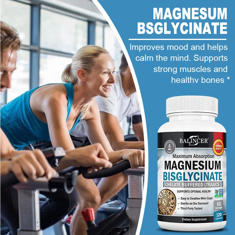 Magnesium Bisglycinate - for Muscle, Nerve, Sleep, Joints, Bones, Immune & Energy - High Absorption, Vegetarian,120 Capsules