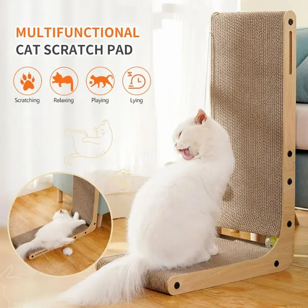 🐾📐 L-Shape Cardboard Cat Scratcher – Wear-Resistant Scratch Post