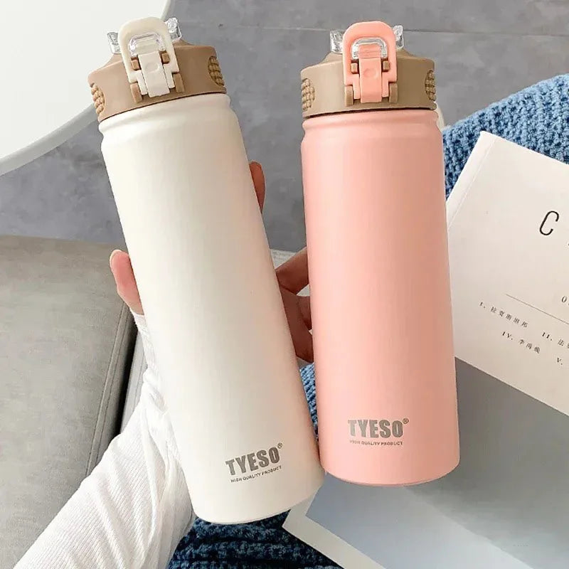 TYESO Thermos Bottle 600ML / 750ML – Stainless Steel Insulated Straw Water Bottle 💧✨