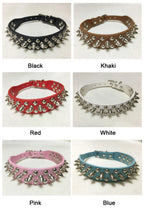 Adjustable Spiked Dog Collar 🐶 PU Leather Punk Studded Pet Collar for Small Dogs & Cats