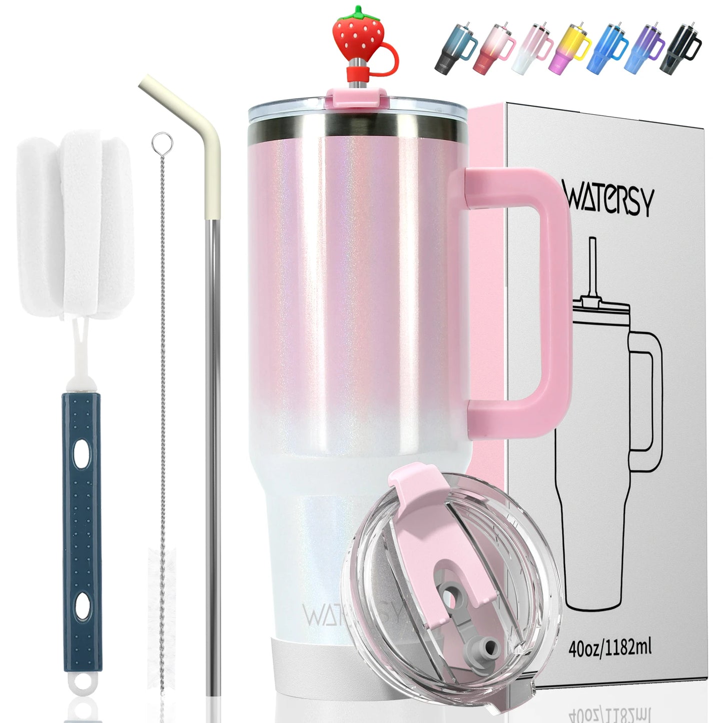 WATERSY 30oz / 40oz Insulated Tumbler – Stainless Steel Travel Mug with Handle & Straw 💧✨