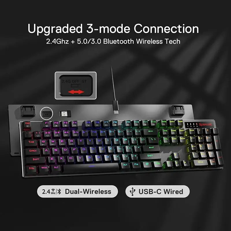 🔥⌨️ Redragon K556 PRO Wireless RGB Mechanical Keyboard – Tri-Mode Hot-Swap
