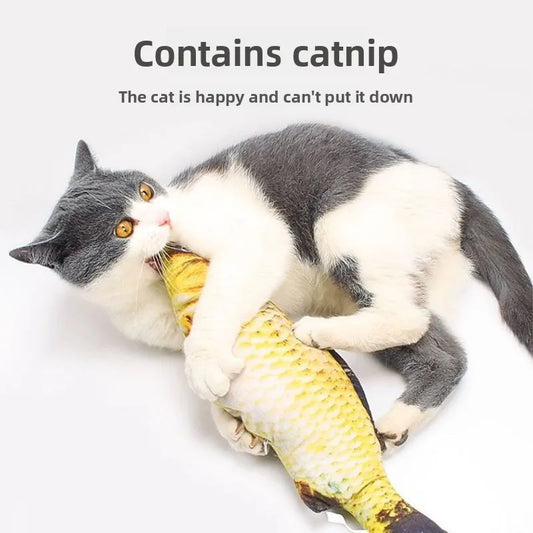 Plush Catnip Fish Toy Interactive Squeaky Chewable Pet Toy Simulation Fish with Mint for Cats