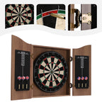 🎯 Wall‑Mounted MDF Dartboard Cabinet Set for Adults | Premium Sisal Dart Board with Scoreboards, Storage & Modern Brown Cabinet | Home, Bedroom, Bar Game Room Decor ⭐