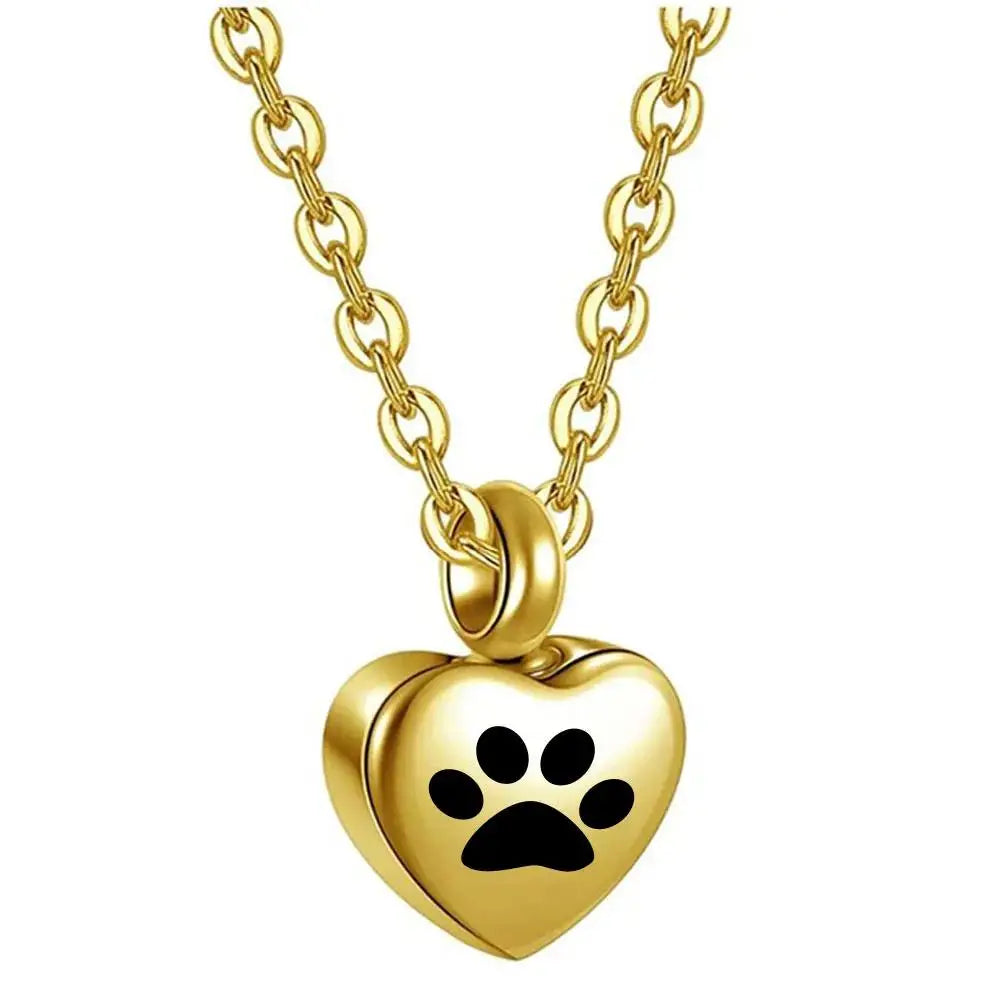 🖤🐾 Stainless Steel Small Heart Pet Paw Urn Necklace 💖 | Memorial Ashes Keepsake Pendant Charm for Pets 🌈