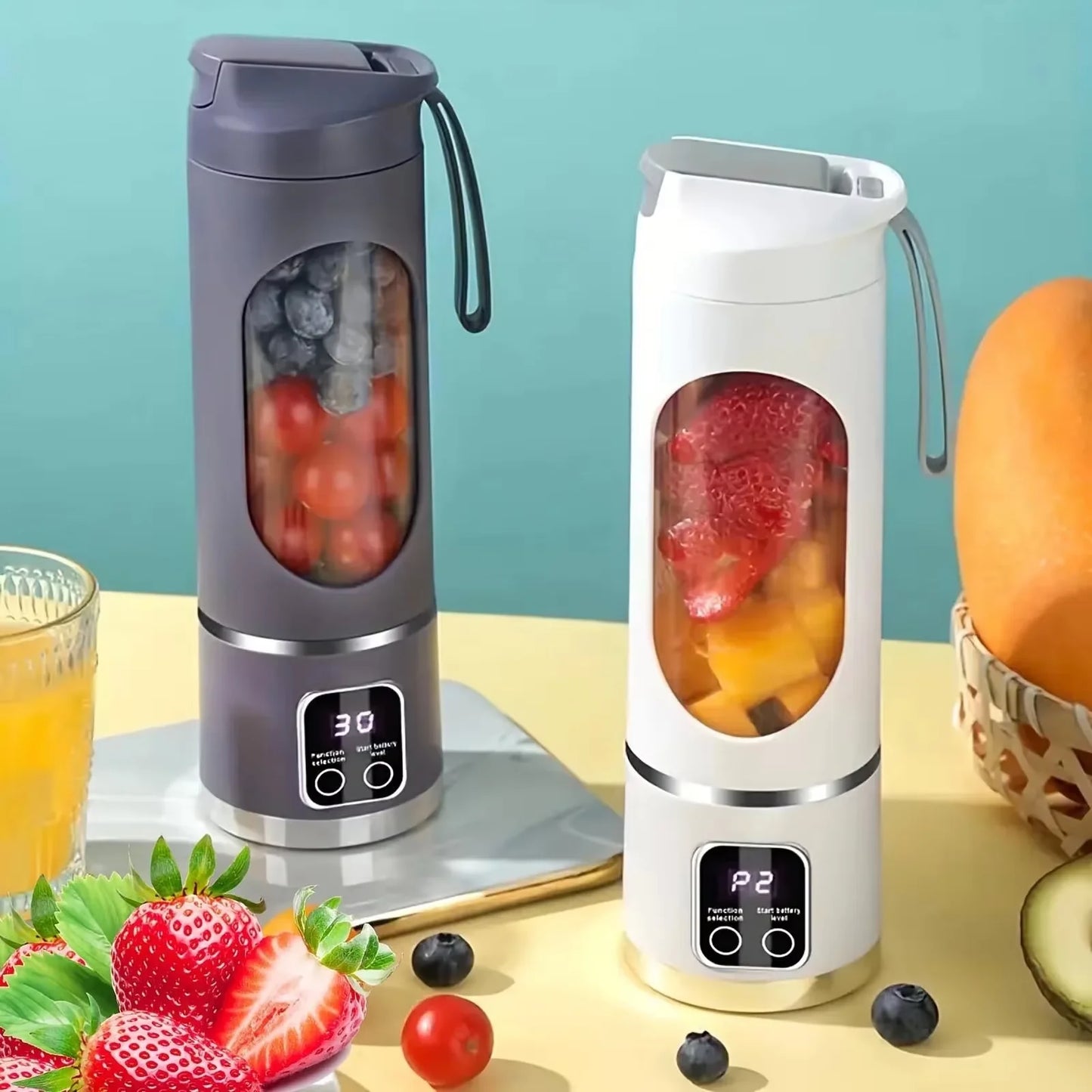 🥤✨ Portable Blender Fruit Juicer 450ml 🍓 | Wireless USB Rechargeable Mini Blender ⚡ | Stainless Steel Blade for Travel & Fitness Use 💪🚶‍♀️