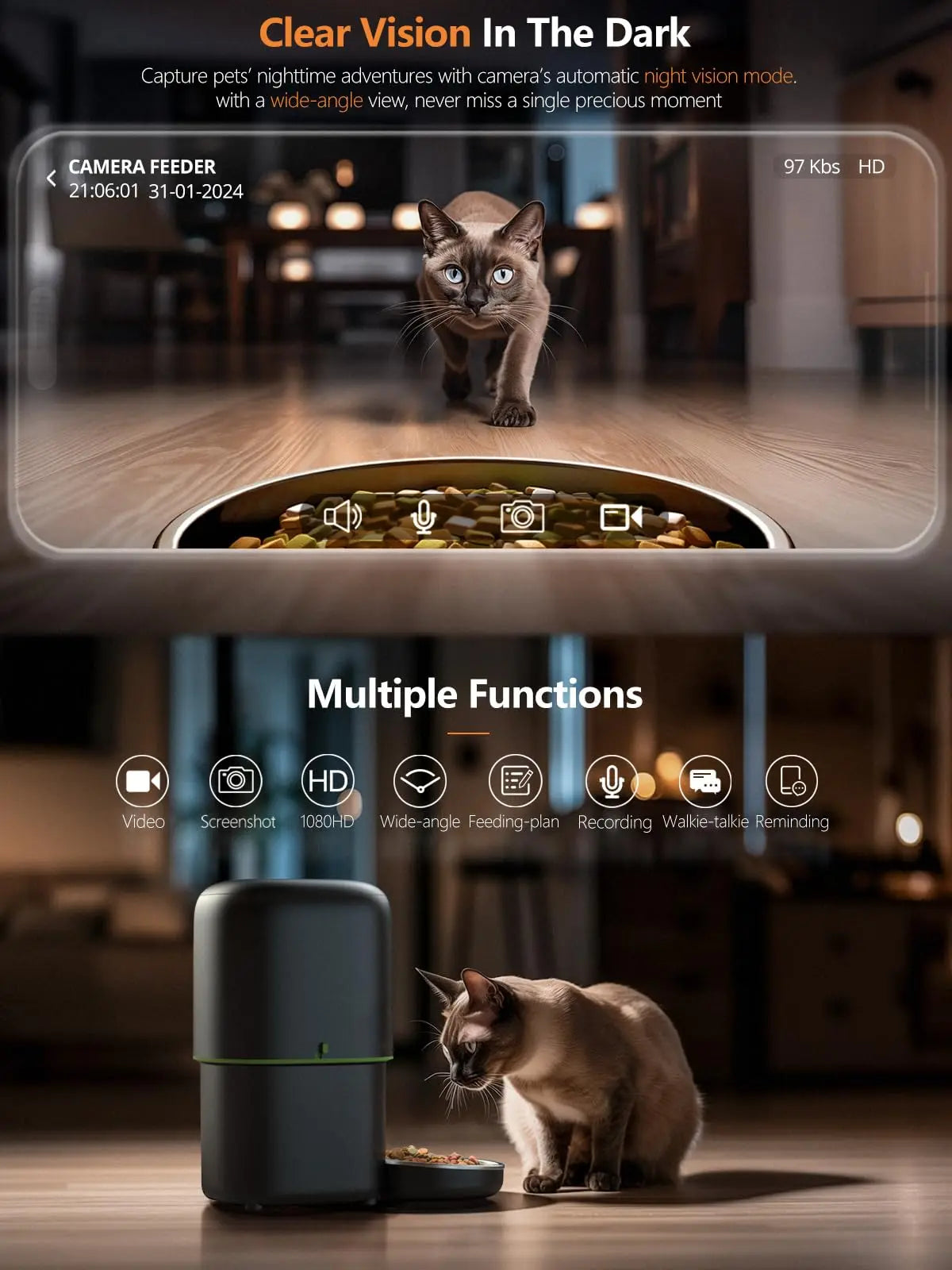 📷🐾 Automatic Smart Cat Feeder with Camera – WiFi App Control