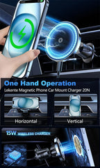 UYUXIO Magnetic Wireless Car Charger – 15W Air Vent Phone Holder