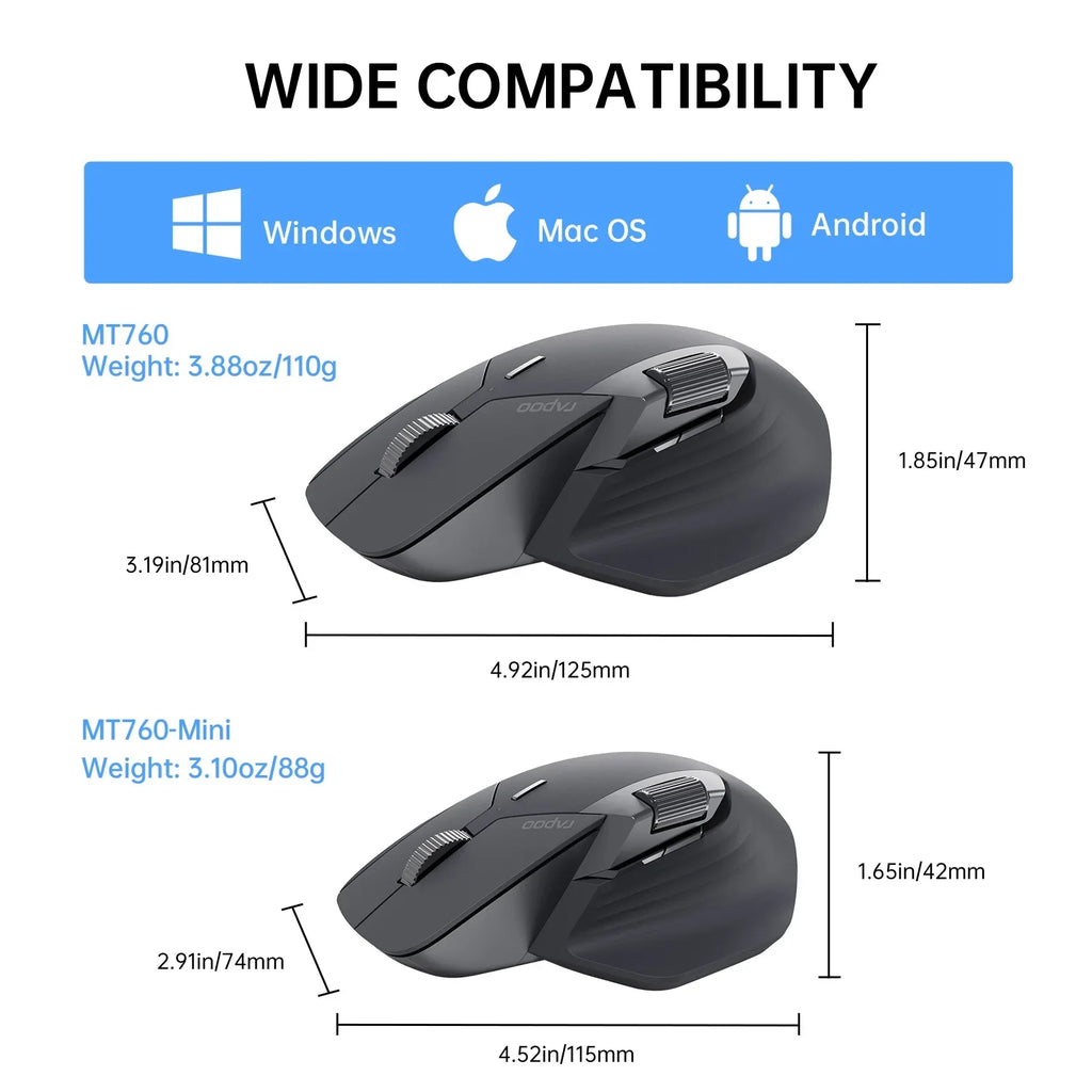 🖱️⚡ Rapoo MT760L / MT760M Multi-Mode Rechargeable Wireless Mouse – 4000 DPI