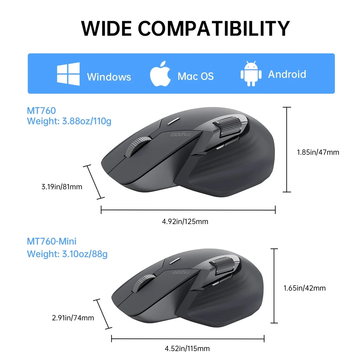 🖱️⚡ Rapoo MT760L / MT760M Multi-Mode Rechargeable Wireless Mouse – 4000 DPI
