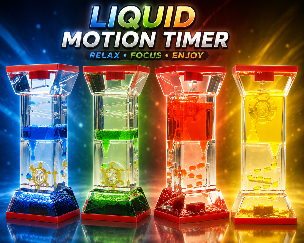 Four color liquid motion bubbler sensory desk toy with spinning wheel 