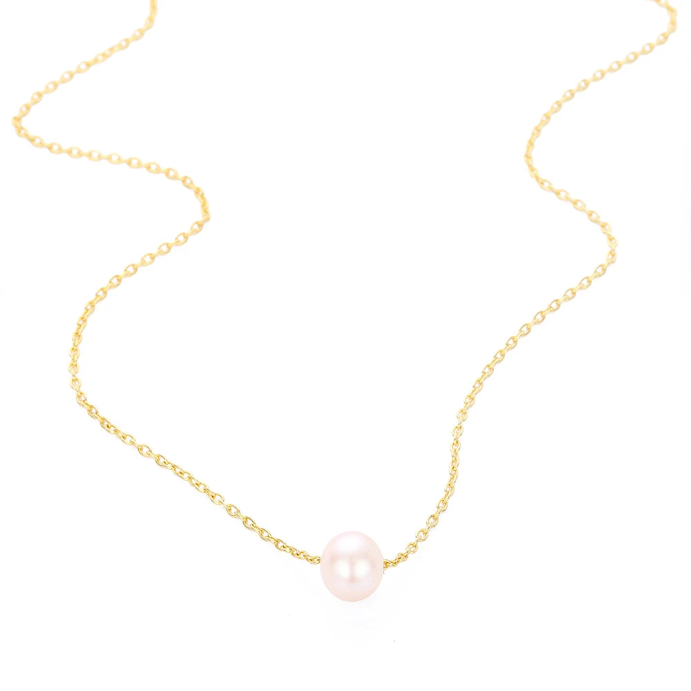 ✨💛 SUNIBI 2024 New Fashion Stainless Steel Pendant Necklace 🤍 | Gold Color Imitation Pearl Jewelry for Women 💎 | Wholesale Friendly