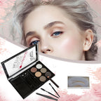 Natural Brown Eyebrow Powder Palette – Waterproof Brow Stamp Kit with Brush ✨