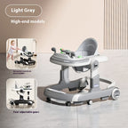Lightweight Foldable Baby Walker with Push Handle | Multifunctional Anti-Rollover Infant Walking Aid with Music Toy Tray & Height Adjustment