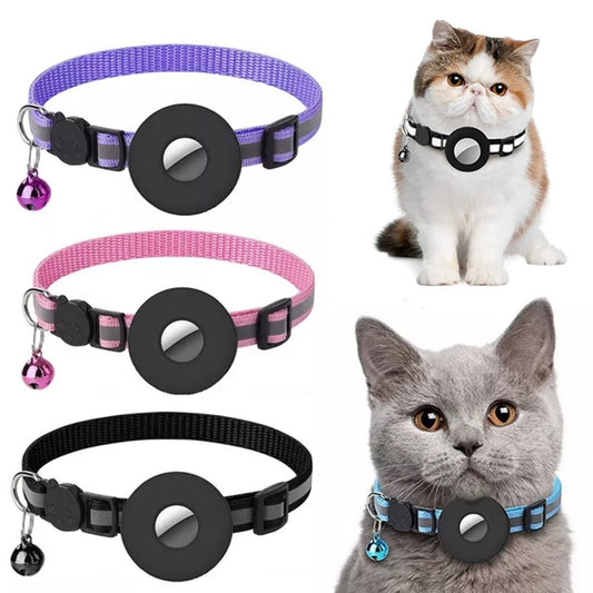Reflective Collar Waterproof Holder Case For Airtag Air Tag Airtags Protective Cover Cat Dog Kitten Puppy Nylon Collar Red Yellow Purple Black Pink Orange Sky Blue