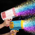 Bubble Gun Rocket 69 Holes Soap Bubbles Machine Gun Shape Automatic Blower With Light Toys For Kids Pomperos G8Central.com