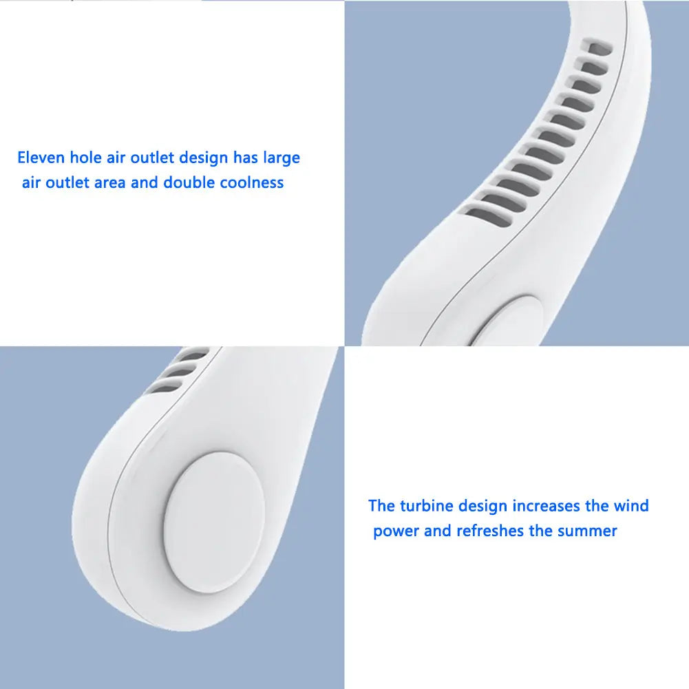 Hanging Neck Fan Portable Cooling Fan USB Leafless 360 Degree Neckband Fan 78 Surround Air Outlets 4000Mah Rechargeable g8central.com