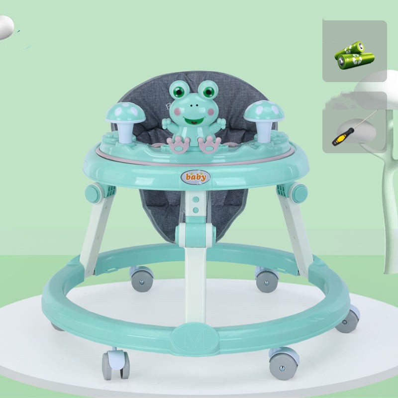 🍼🐸 Frog Baby Walker Anti-O-Leg Multifunctional Anti-Rollover with Music | 6-12 Months | Silent Wheels Option
