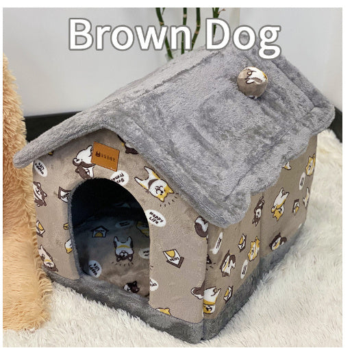 Foldable Pet Dog & Cat Bed – Warm Winter Kennel with Self-Warming, Plush Cave Nest, Multiple Sizes & Colors