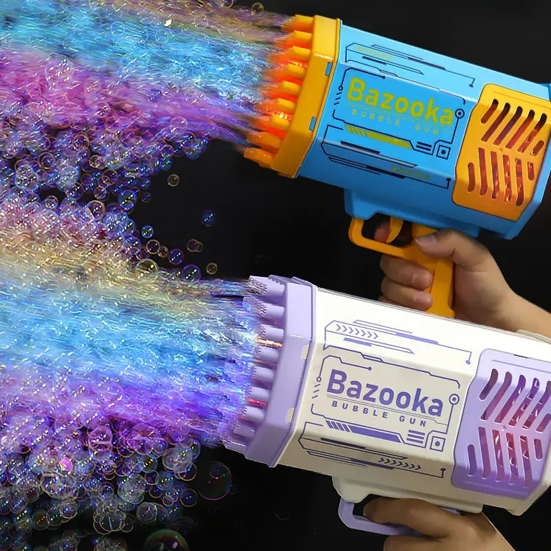 Bubble Gun Rocket 69 Holes Soap Bubbles Machine Gun Shape Automatic Blower With Light Toys For Kids Pomperos G8Central.com