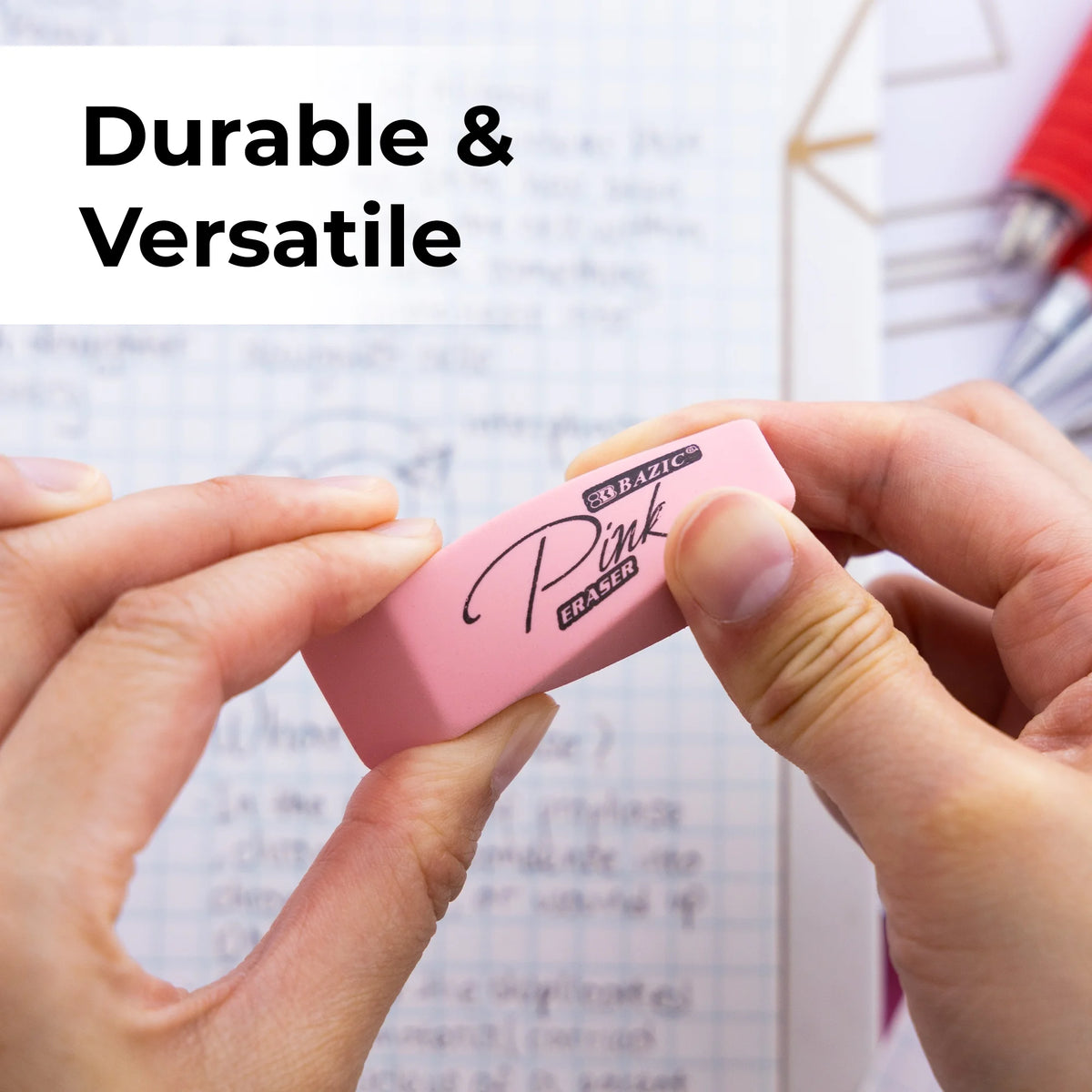 Pink Eraser Latex Free Bevel Erasers Block Erasers (4/Pack), 1-Pack