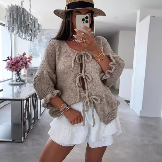 Women's Ruffled Sleeve Sweater