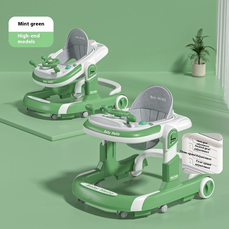 Lightweight Foldable Baby Walker with Push Handle | Multifunctional Anti-Rollover Infant Walking Aid with Music Toy Tray & Height Adjustment