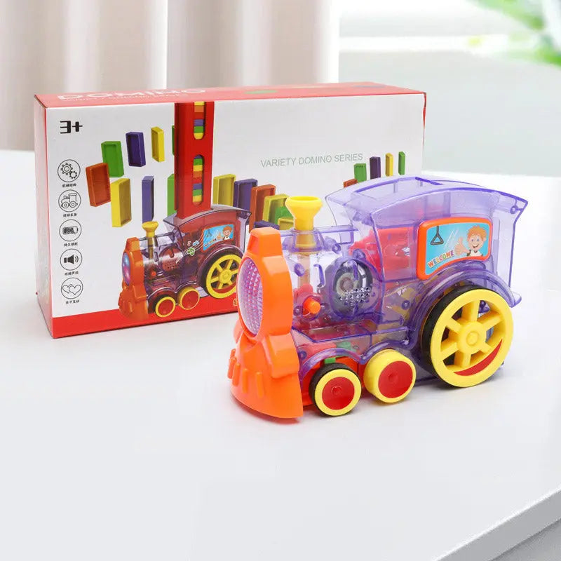 Domino Train Toys Baby Toys Car Puzzle Automatic Release Licensing Electric Building Blocks Train Toy G8Central.com