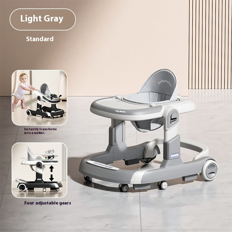Lightweight Foldable Baby Walker with Push Handle | Multifunctional Anti-Rollover Infant Walking Aid with Music Toy Tray & Height Adjustment